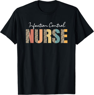 Infection Control Nurse Leopard Pattern Infection Prevention T-Shirt - T-Shirt | Black