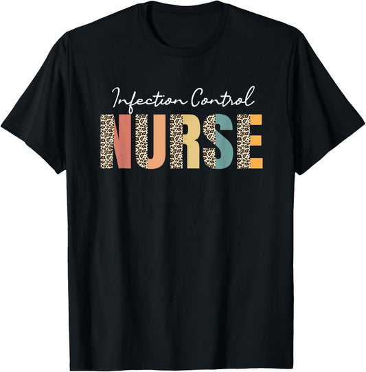 Infection Control Nurse Leopard Pattern Infection Prevention T-Shirt - T-Shirt | Black