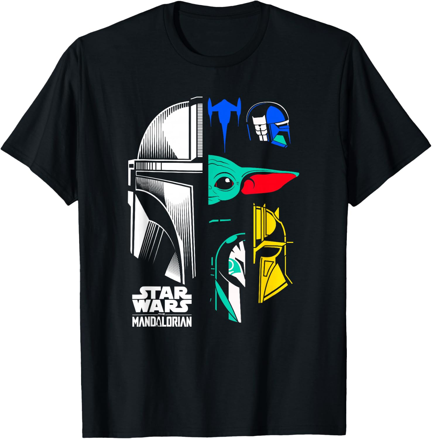 Star Wars: The Mandalorian Color Block Helmet Pop Icons T-Shirt - T-Shirt | Black