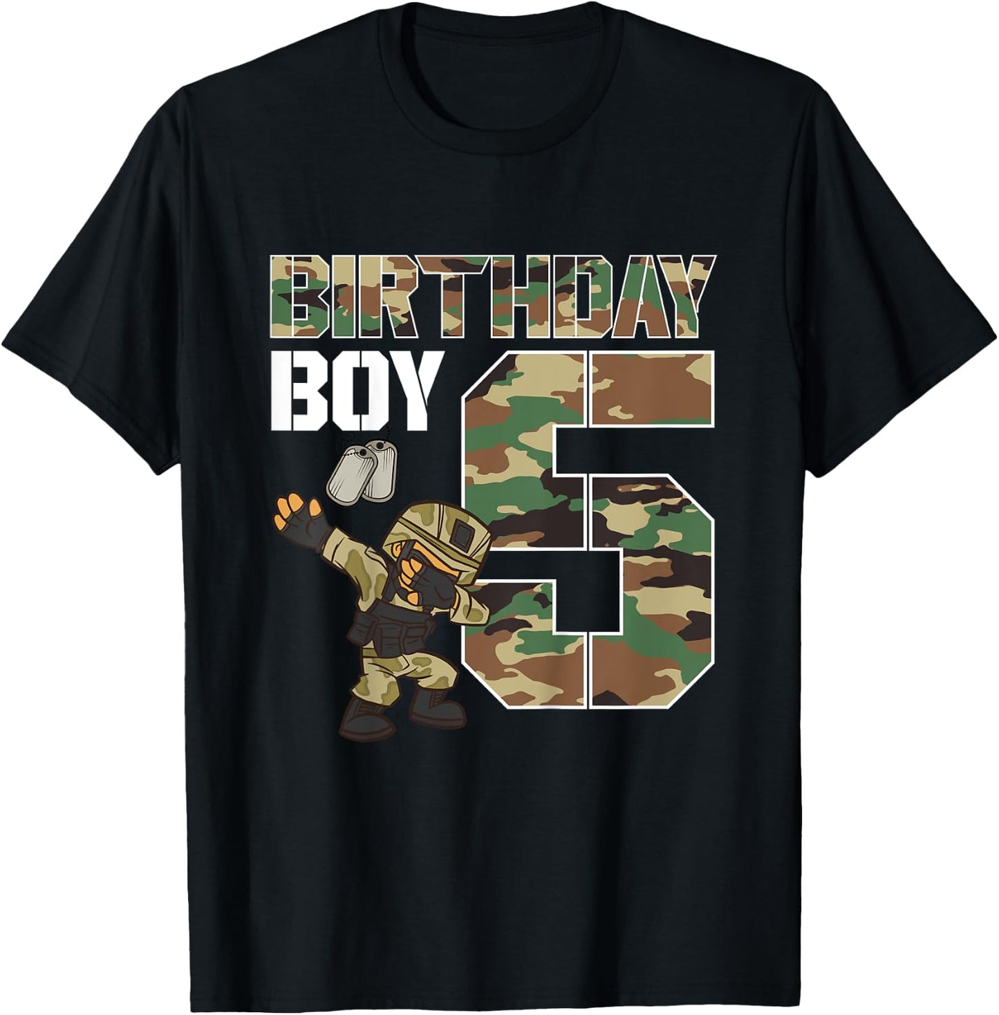 Kids 5 Year Old Boy Military Army 5th Birthday Boy Matching T-Shirt - T-Shirt | Black