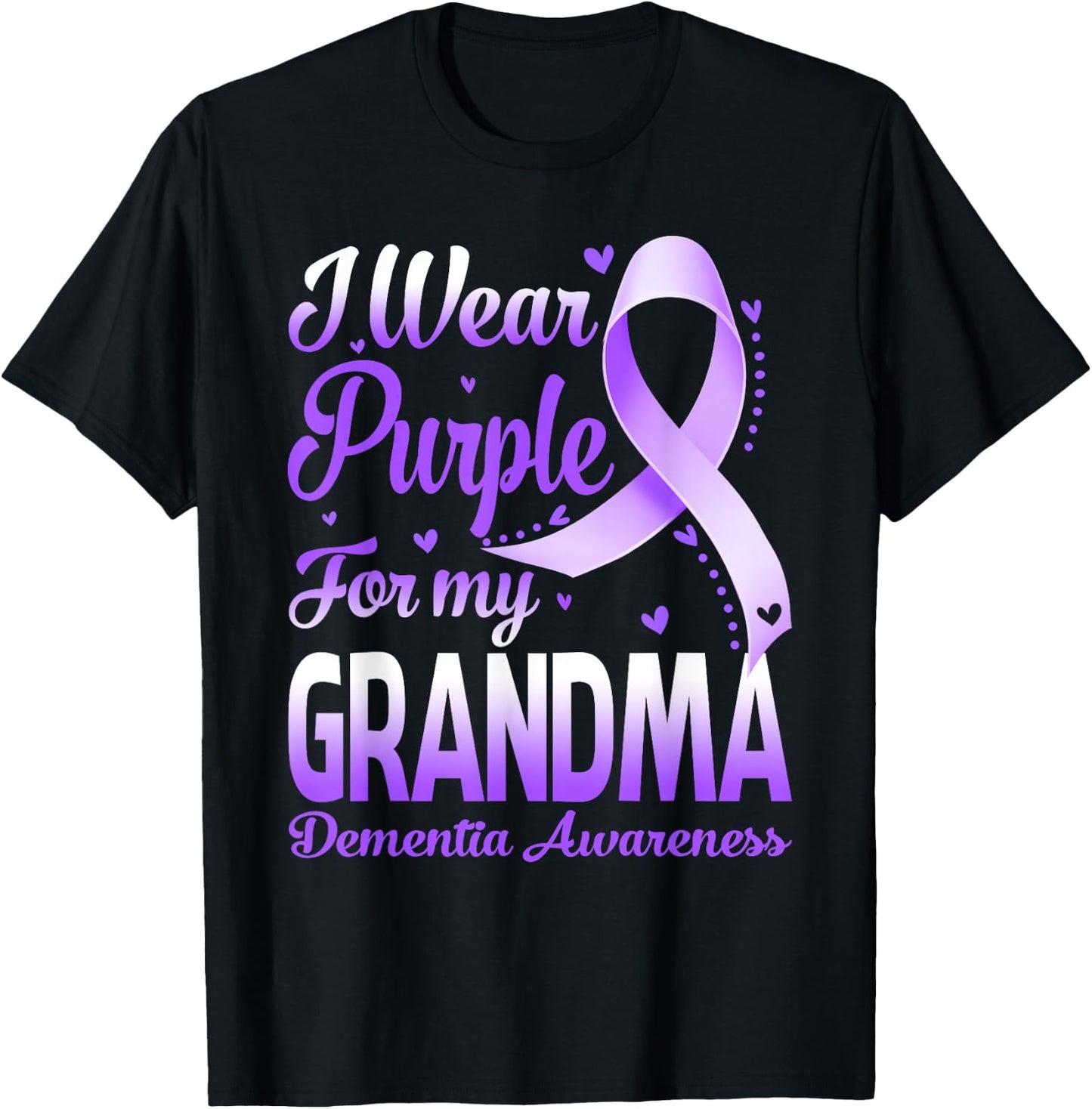 I Wear Purple For My Grandma Dementia Awareness Ribbon T-Shirt - T-Shirt | Black
