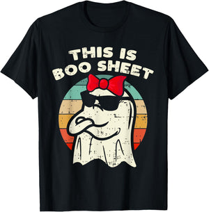 This Is Boo Sheet Ghost Retro Halloween Women Kids Girls T-Shirt - T-Shirt | Black