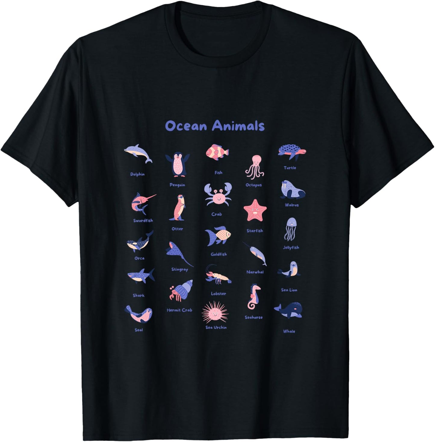 Kids Ocean Animal Shirts Kids Ocean Animal Shirt For Toddler Boys T-Shirt - T-Shirt | Black