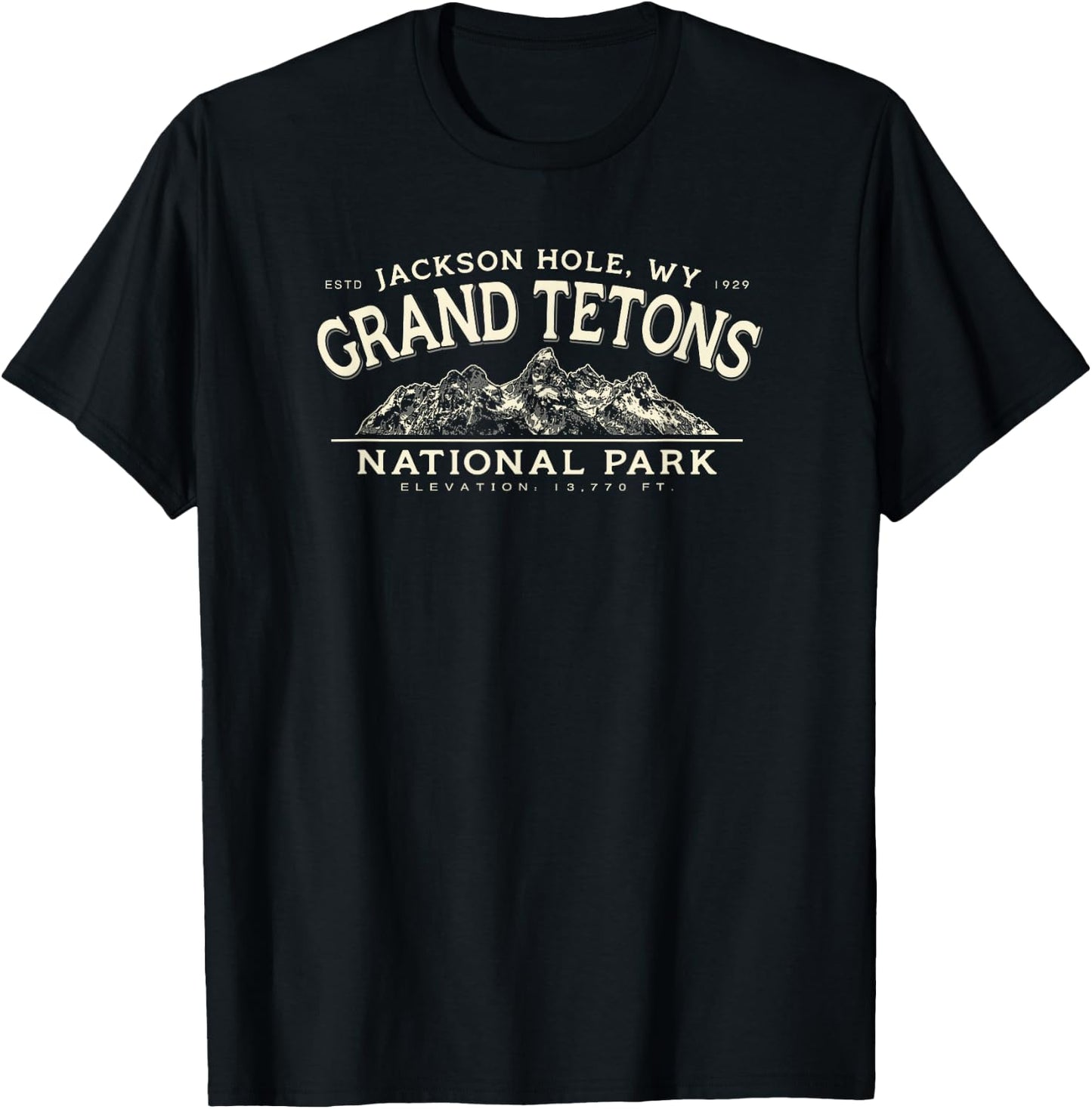 Grand Teton National Park Mountains Graphic T-Shirt - T-Shirt | Black