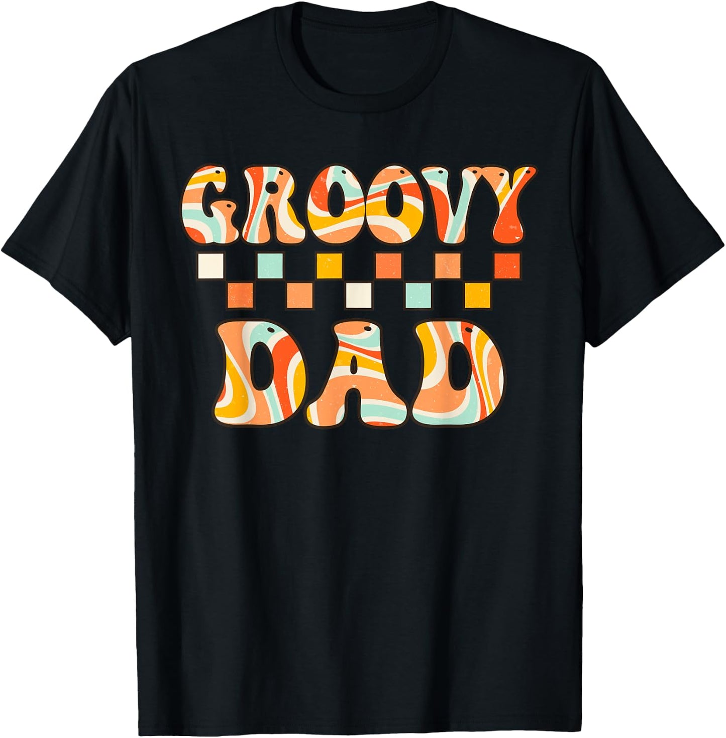 Retro Groovy Dad Matching Family 1st Birthday Party T-Shirt - T-Shirt | Black