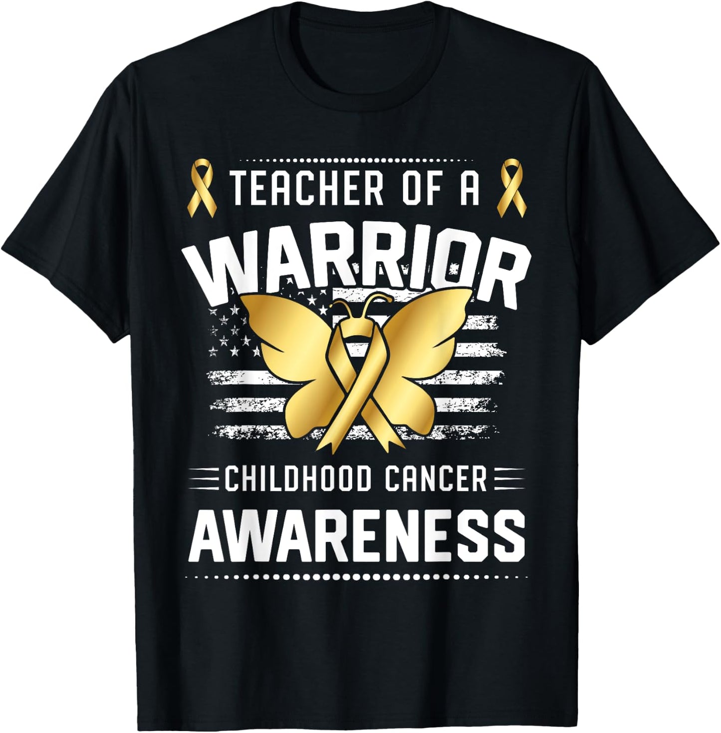 Teacher Of A Warrior Childhood Cancer Awareness T-Shirt - T-Shirt | Black