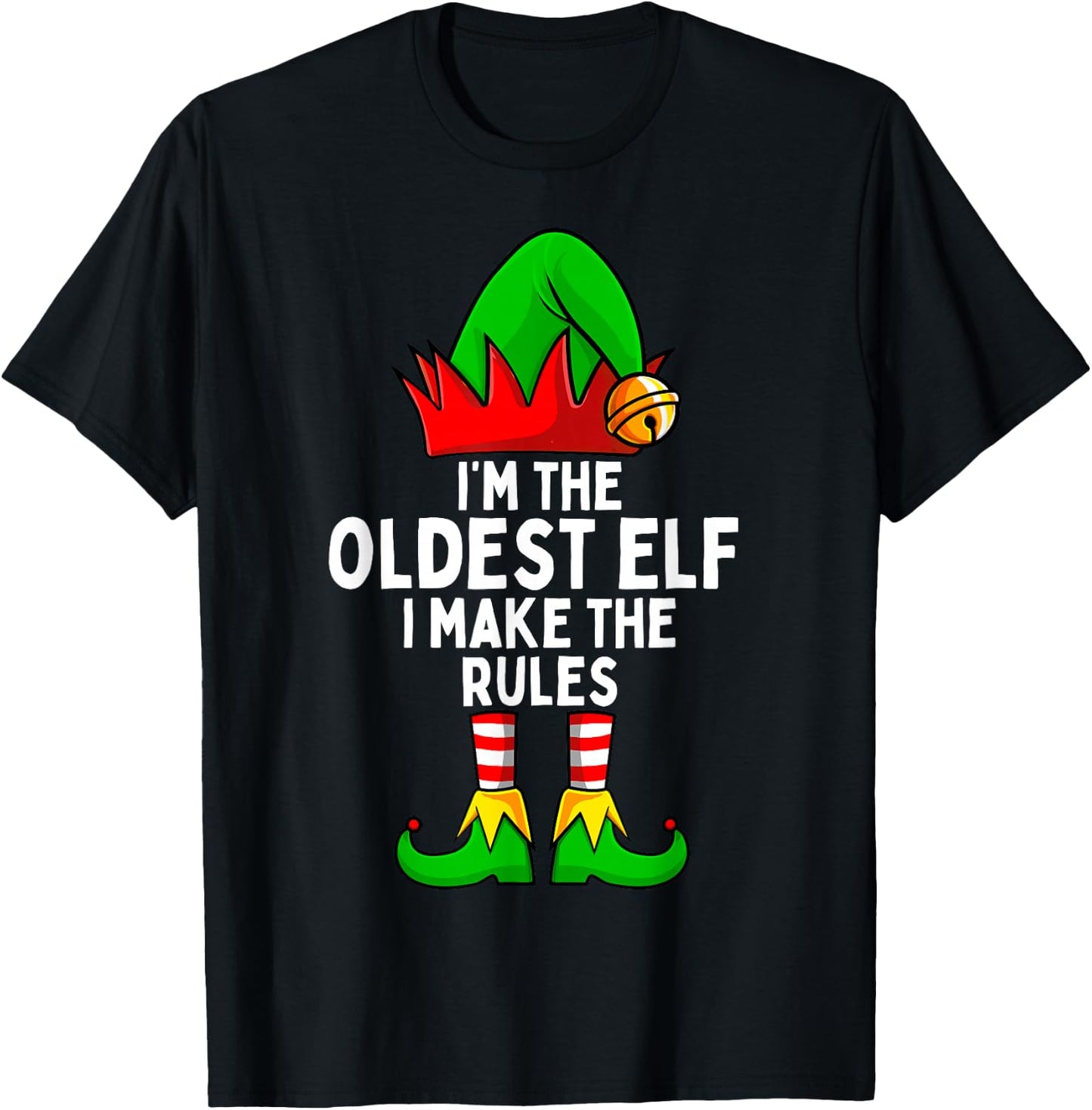 I'm The Oldest Elf Matching Family Christmas T-Shirt - T-Shirt | Black