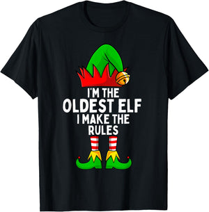 I'm The Oldest Elf Matching Family Christmas T-Shirt - T-Shirt | Black