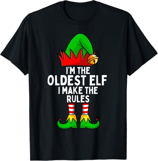 I'm The Oldest Elf Matching Family Christmas T-Shirt - T-Shirt | Black
