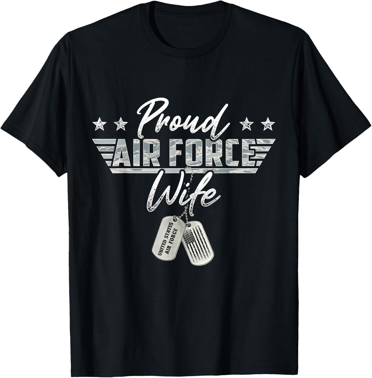 Proud Air Force Wife Military US Air Force Family Matching T-Shirt - T-Shirt | Black
