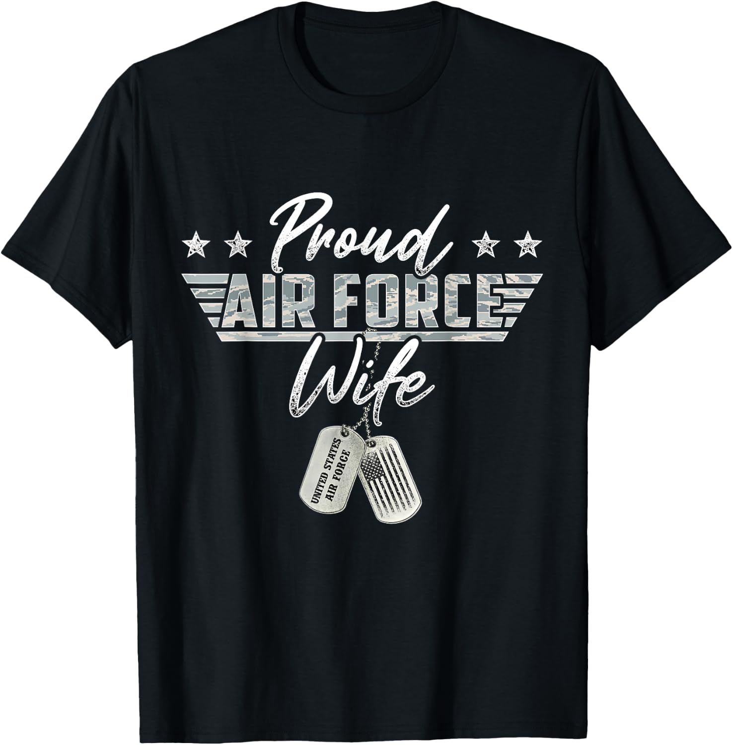 Proud Air Force Wife Military US Air Force Family Matching T-Shirt - T-Shirt | Black