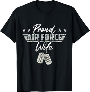 Proud Air Force Wife Military US Air Force Family Matching T-Shirt - T-Shirt | Black