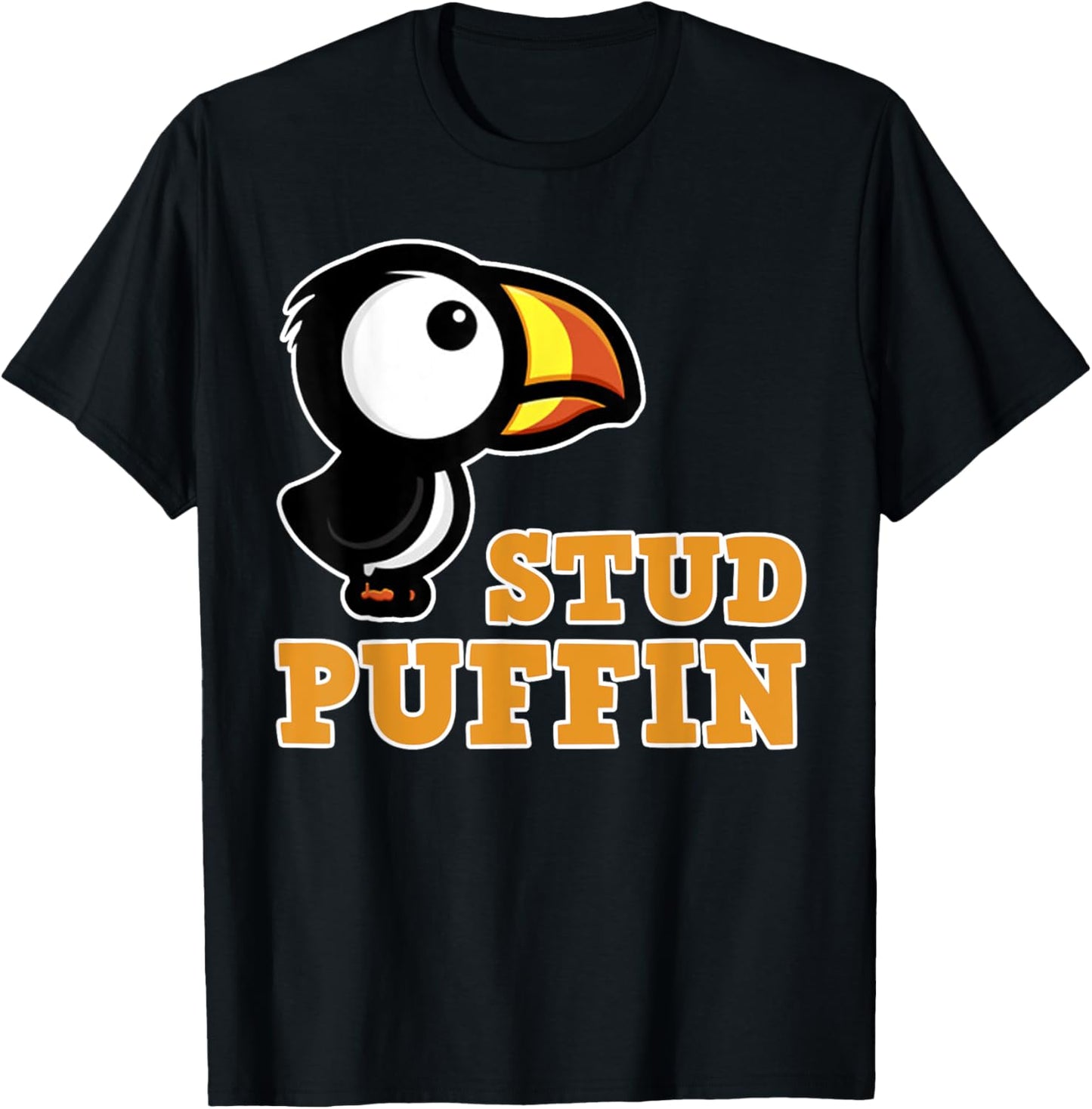 Stud Puffin Funny Seabird T-Shirt - T-Shirt | Black
