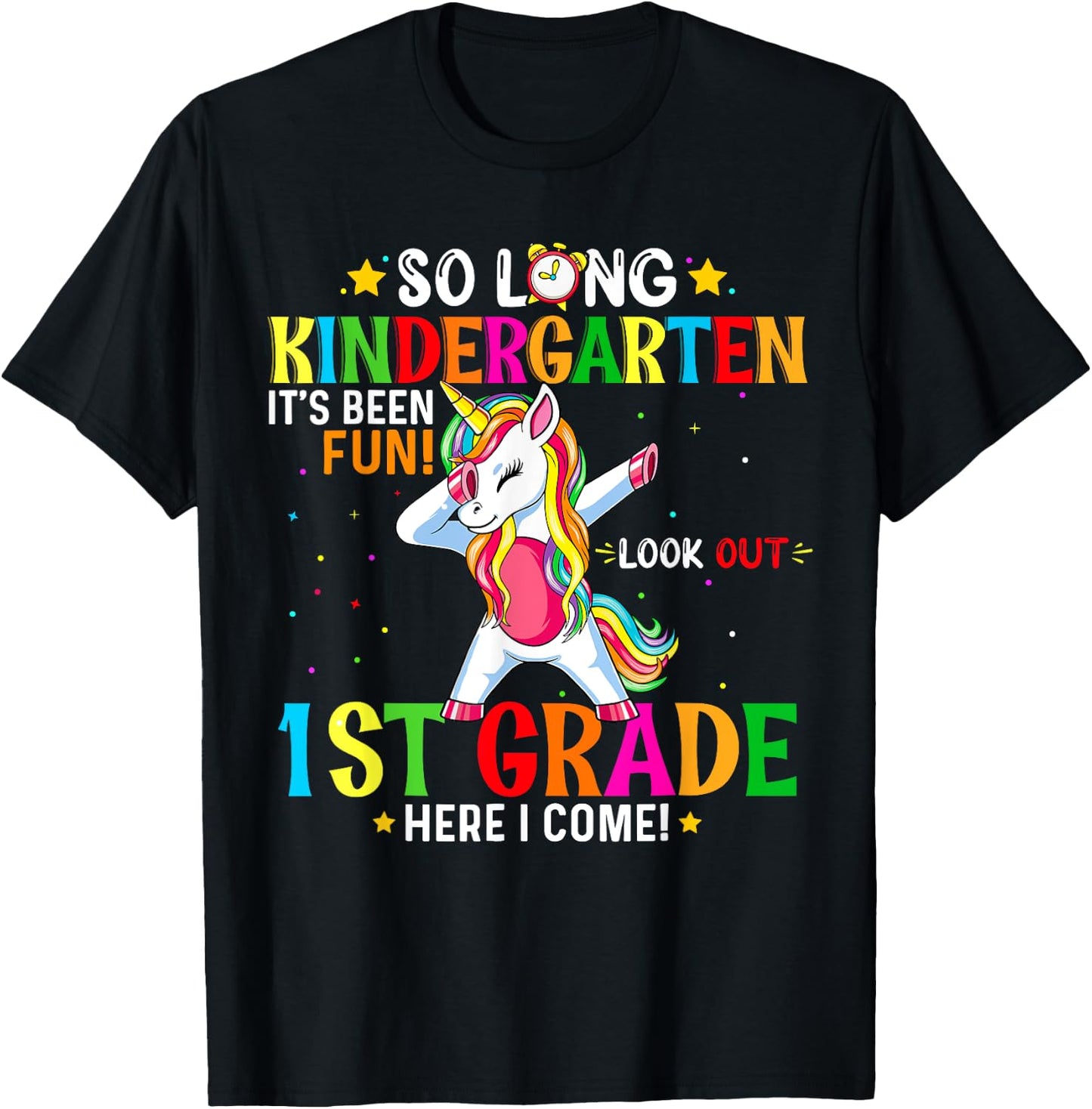 Kids So Long Kindergarten Graduation Class 2025 Unicorn Dab T-Shirt - T-Shirt | Black