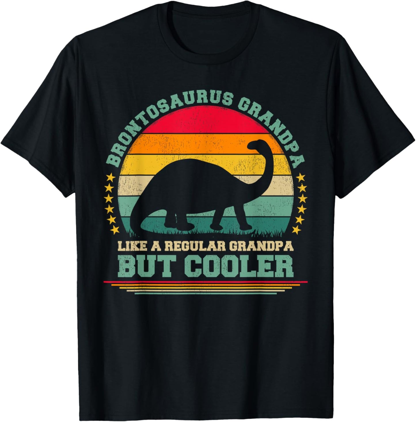 Brontosaurus Grandpa Like A Regular Grandpa Father's Day T-Shirt - T-Shirt | Black