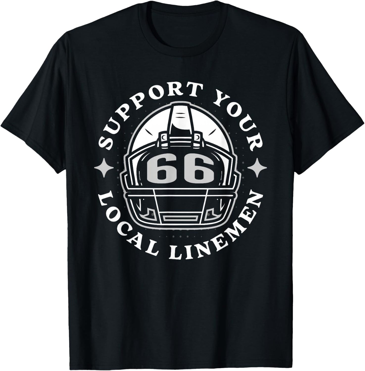 # 66 Funny Football Lineman Linemen O Line D Offense Defense T-Shirt - T-Shirt | Black