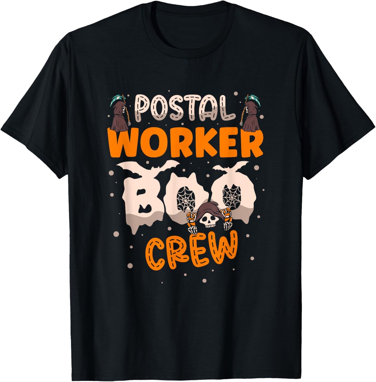 Postal Worker Boo Crew Funny Halloween Postal Worker T-Shirt - T-Shirt | Black