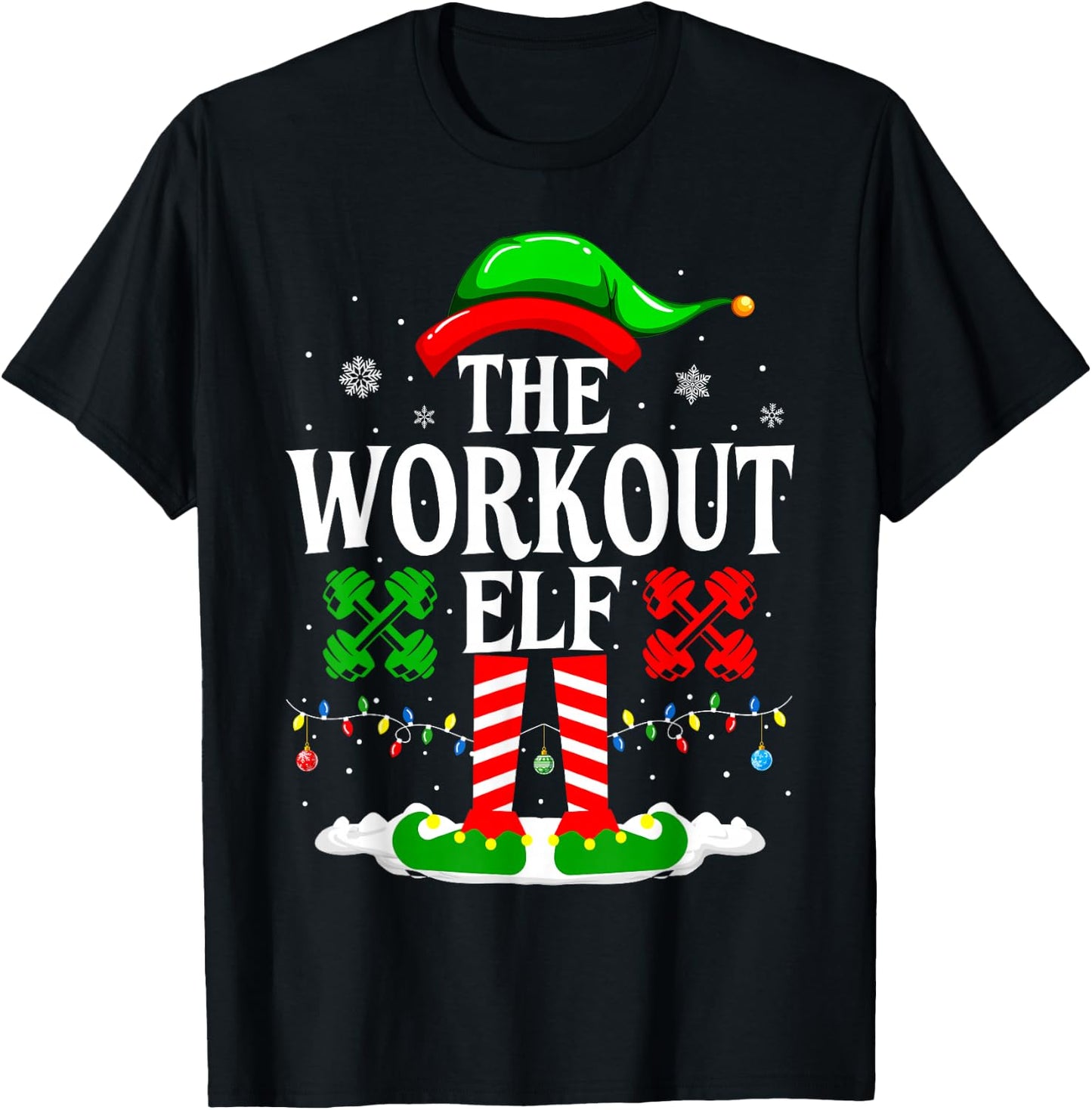 The Workout Elf Funny Fitness Christmas Gym T-Shirt - T-Shirt | Black
