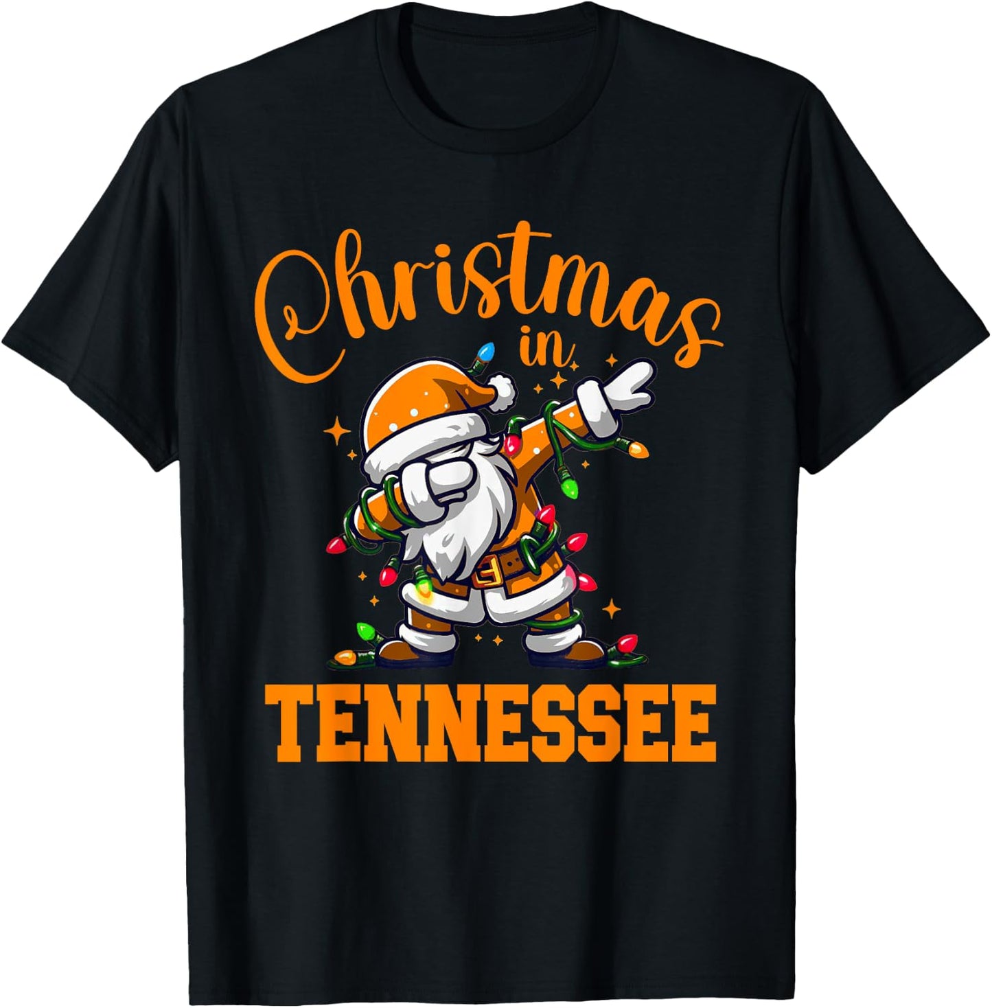 Merry Christmas In Tennessee Funny Dabbing Santa Claus T-Shirt - T-Shirt | Black