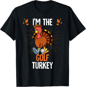 Thanksgiving I'm The Golf Turkey T-Shirt - T-Shirt | Black