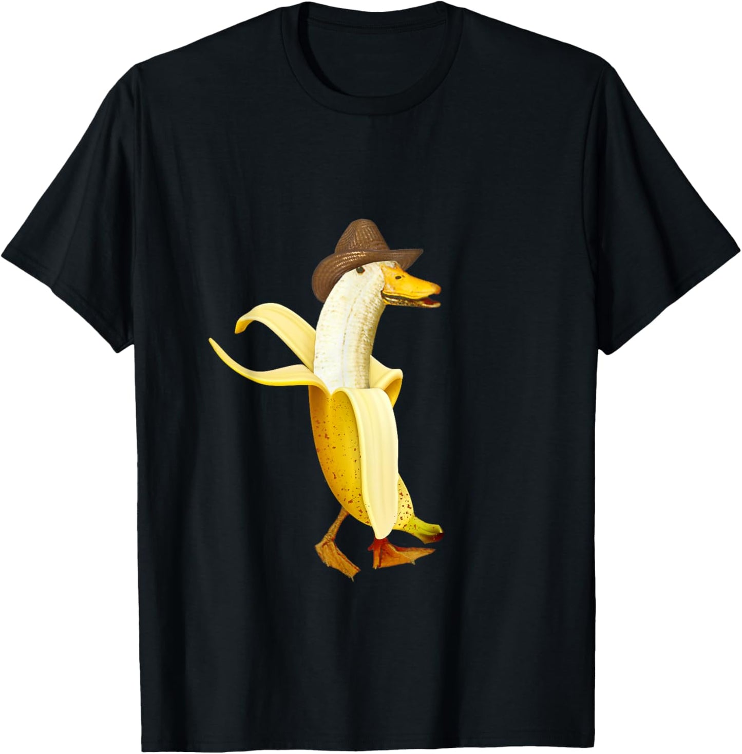 Funny Banana Duck Cowboy hat fruit bird Cowboy T-Shirt - T-Shirt | Black