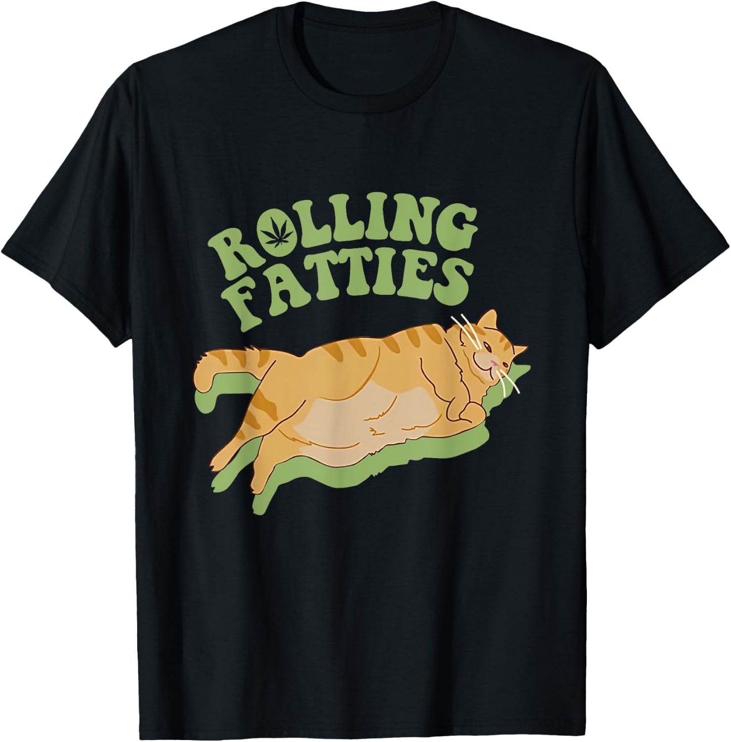 Vintage Rolling Fatties Cat Retro Kitty Kitten Meow MenWomen T-Shirt - T-Shirt | Black