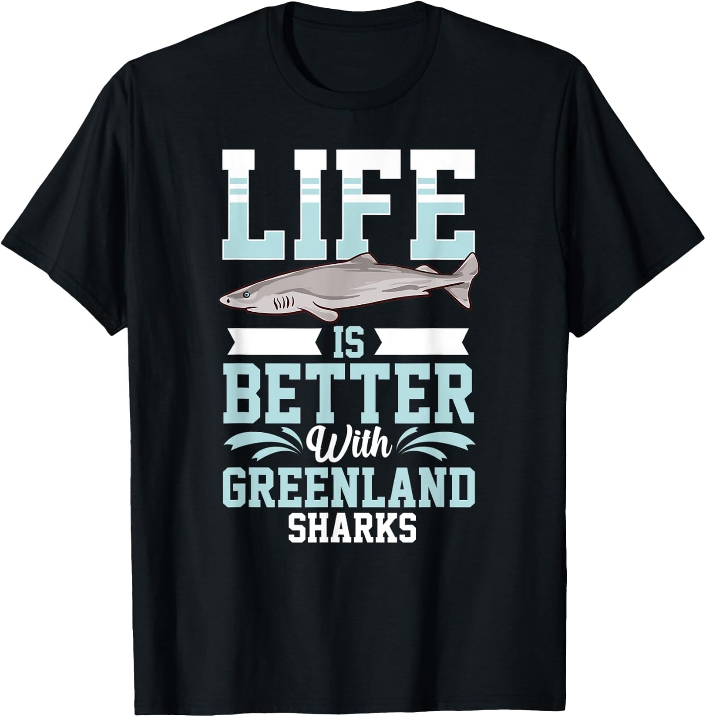 Greenland Shark Animal Tooth Funny Ocean T-Shirt - T-Shirt | Black