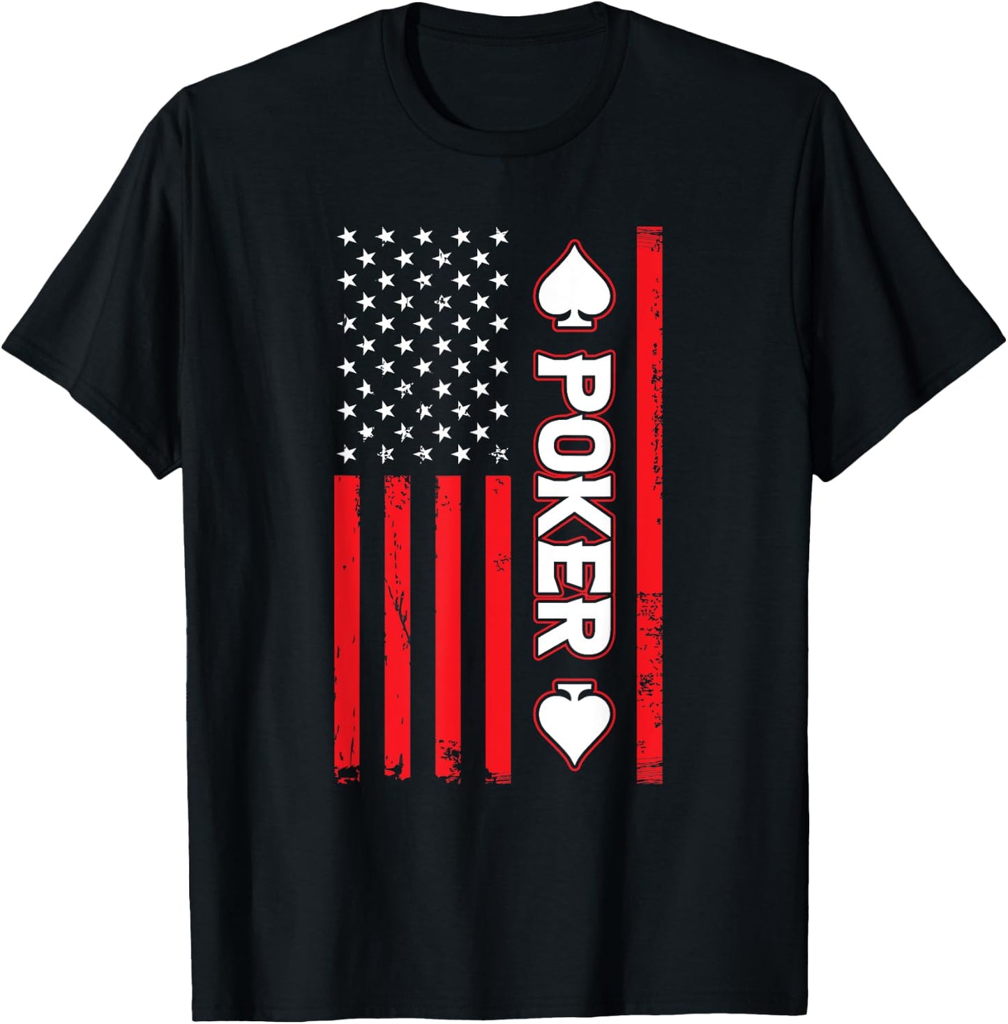 Funny Poker American Flag USA Casino Play Card Gambler Poker Men T-Shirt - T-Shirt | Black