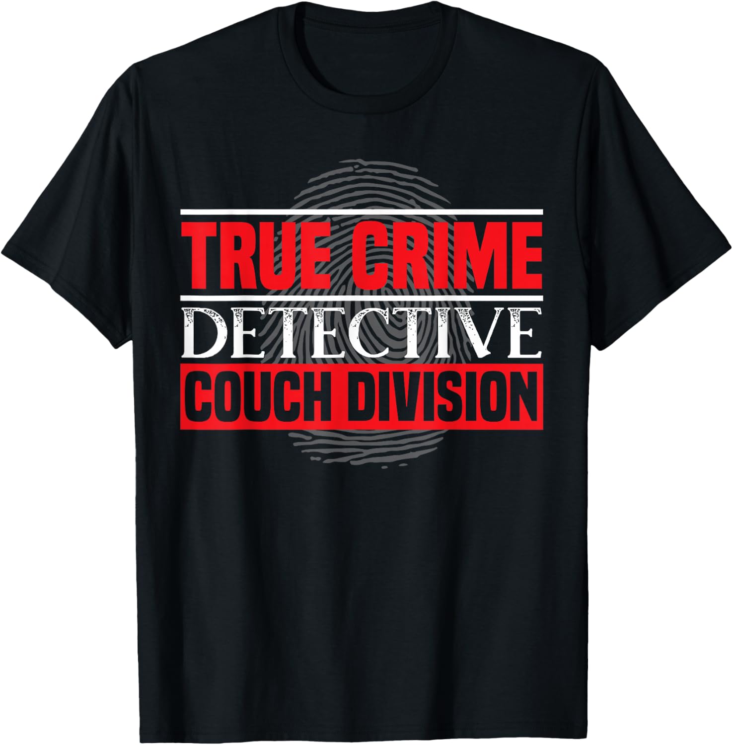 Documentary True Crime Lover SteMi Apparel -Adults Black True Crime Detective Couch Division T-Shirt - T-Shirt | Black