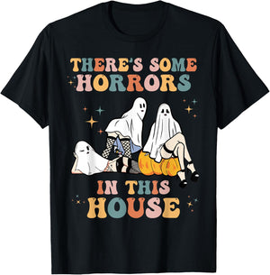 Ghost Pumpkin Halloween There's Some Horrors In This House T-Shirt - T-Shirt | Black