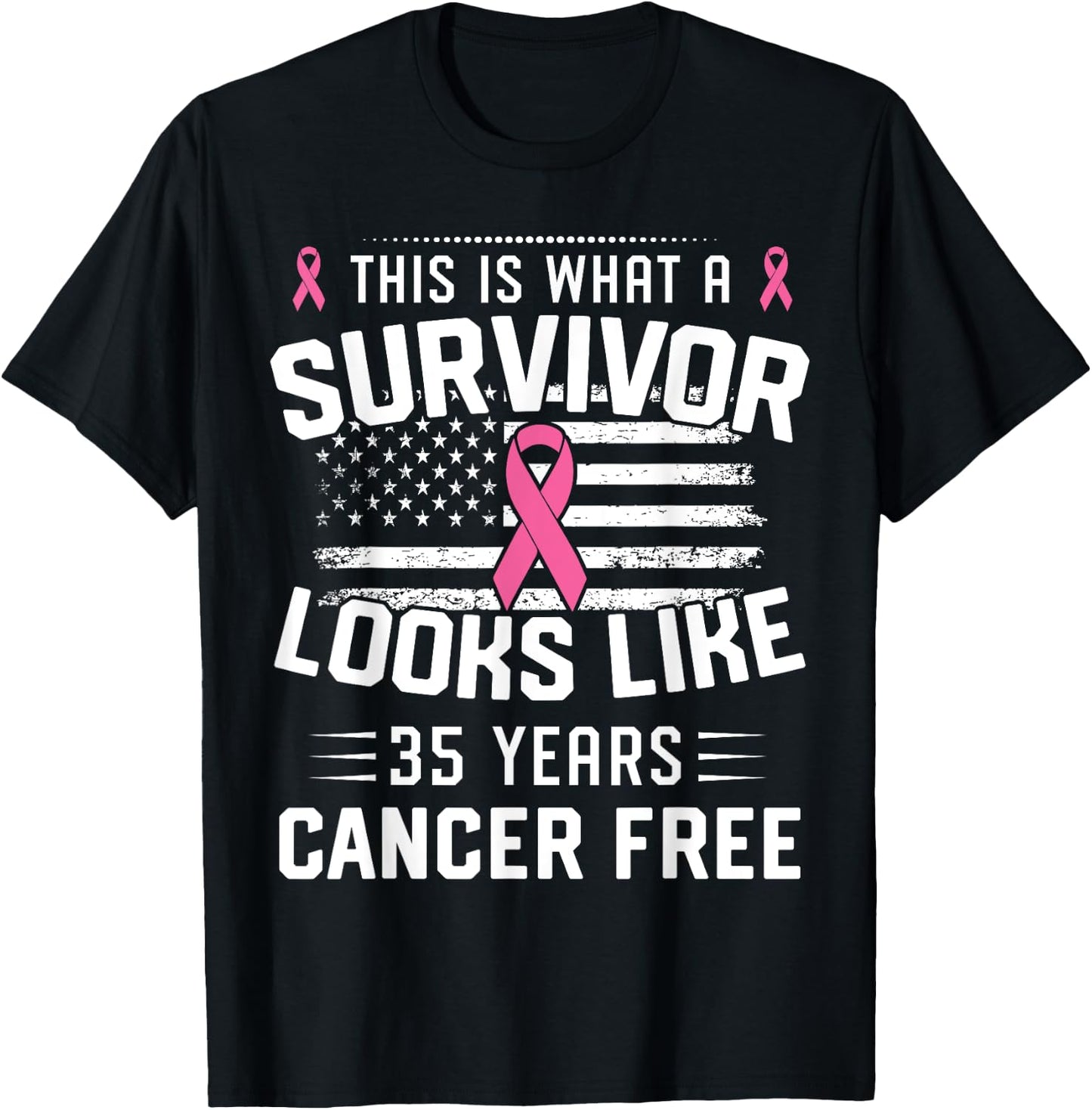 Breast Cancer 35 Years Survivor Of Being Breast Cancer Free T-Shirt - T-Shirt | Black