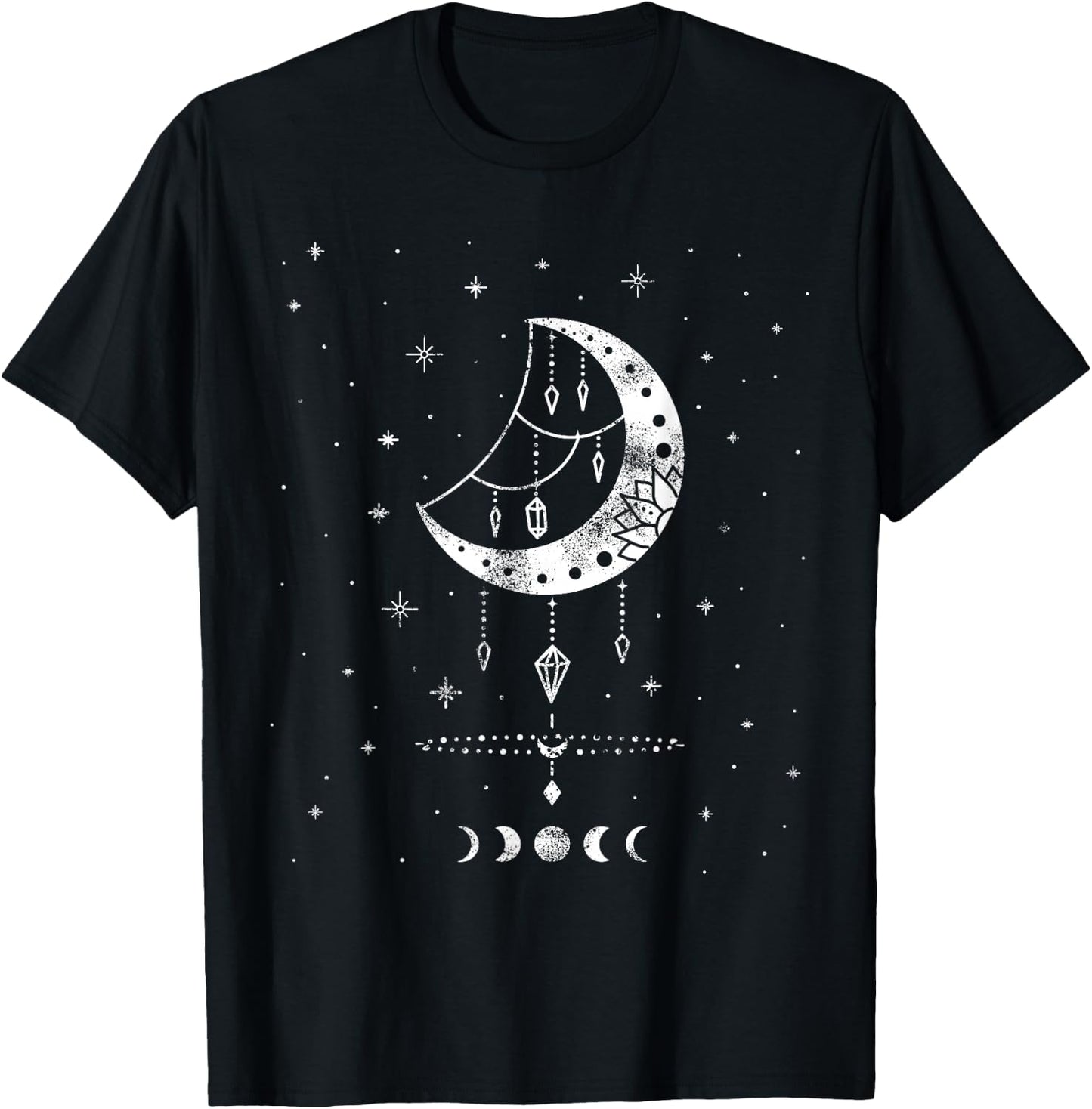Moon Phases Magic Harmony Sacred Geometry Astrology T-Shirt - T-Shirt | Black