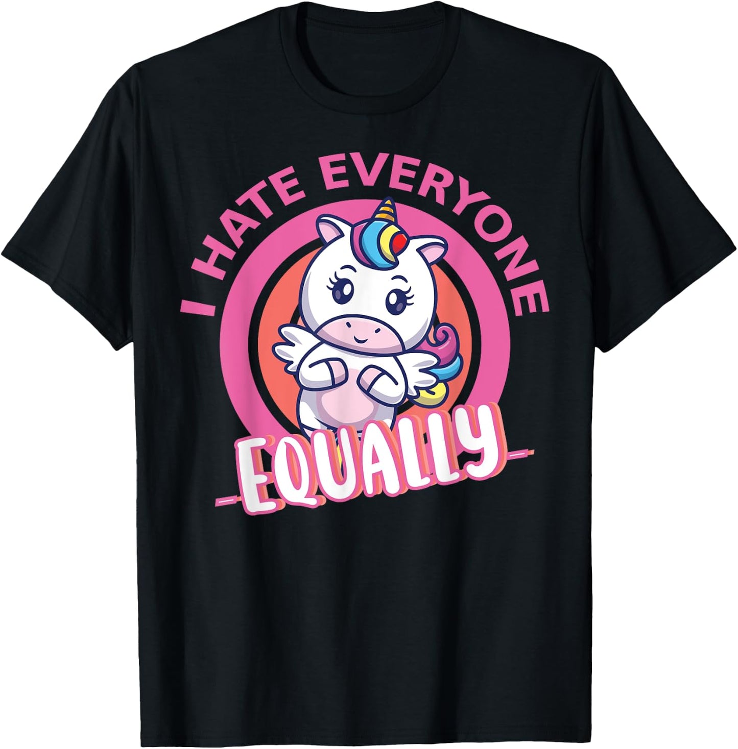 I Hate Everyone Equally People Suck Antisocial Unicorn Funny T-Shirt - T-Shirt | Black