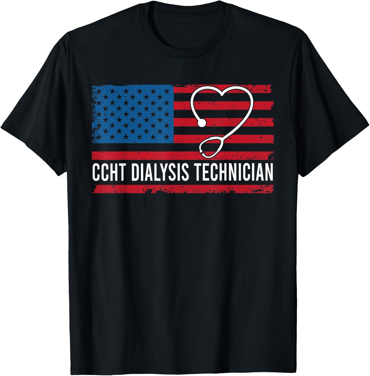 CCHT Dialysis Tech USA Flag T-Shirt - T-Shirt | Black