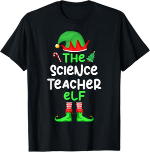 I'm The Science Teacher Elf Christmas Matching Pajama Men Women T-Shirt - T-Shirt | Black