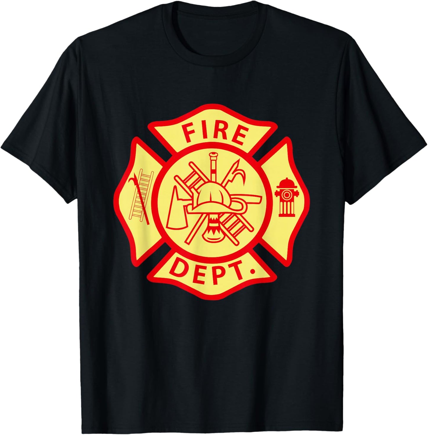 Fire Department Logo Uniform Fireman Symbol Firefighter Gear T-Shirt - T-Shirt | Black
