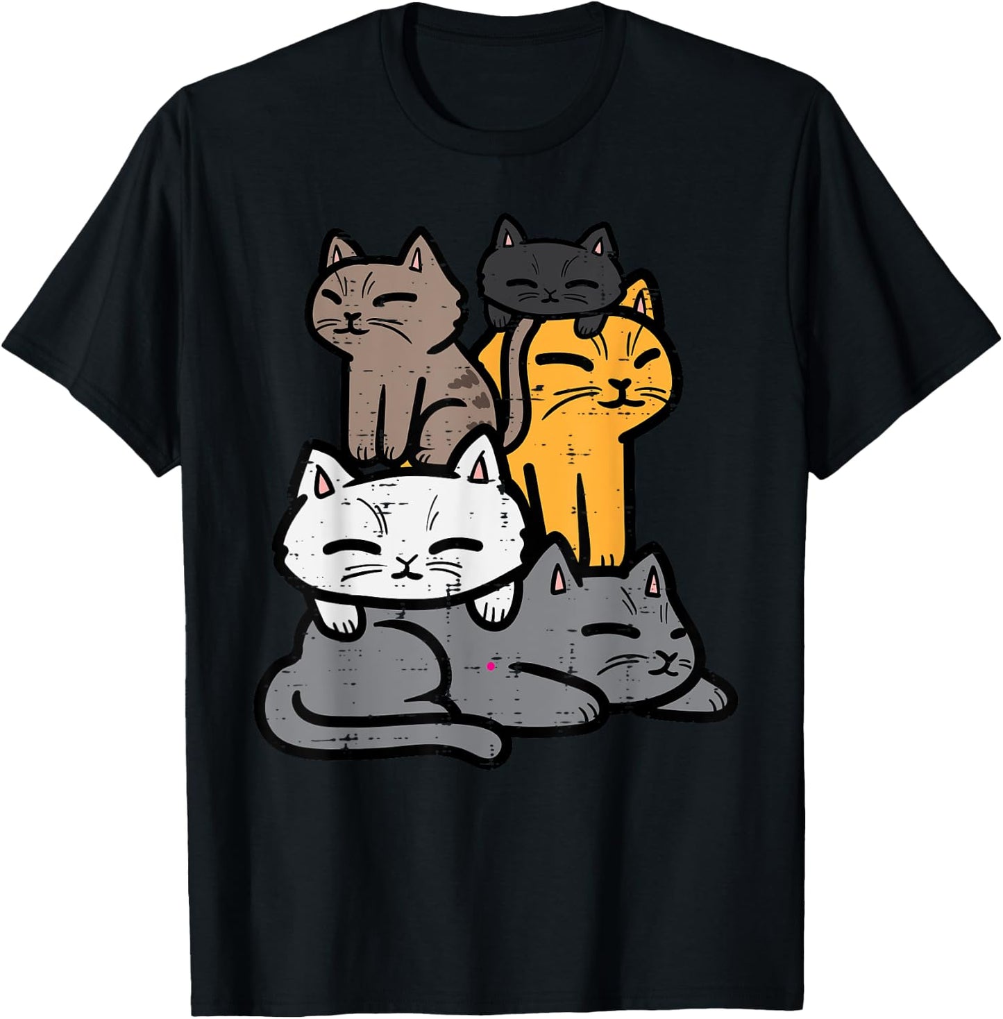 Cats Piled Up Cute Kitten Feline Women Girls Kids Toddler T-Shirt - T-Shirt | Black