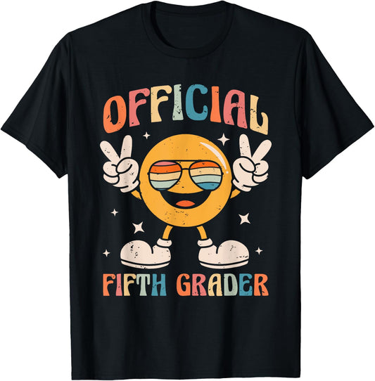 Official Fifth Grader - 5th Grade Retro Back To School Kids T-Shirt - T-Shirt | Black