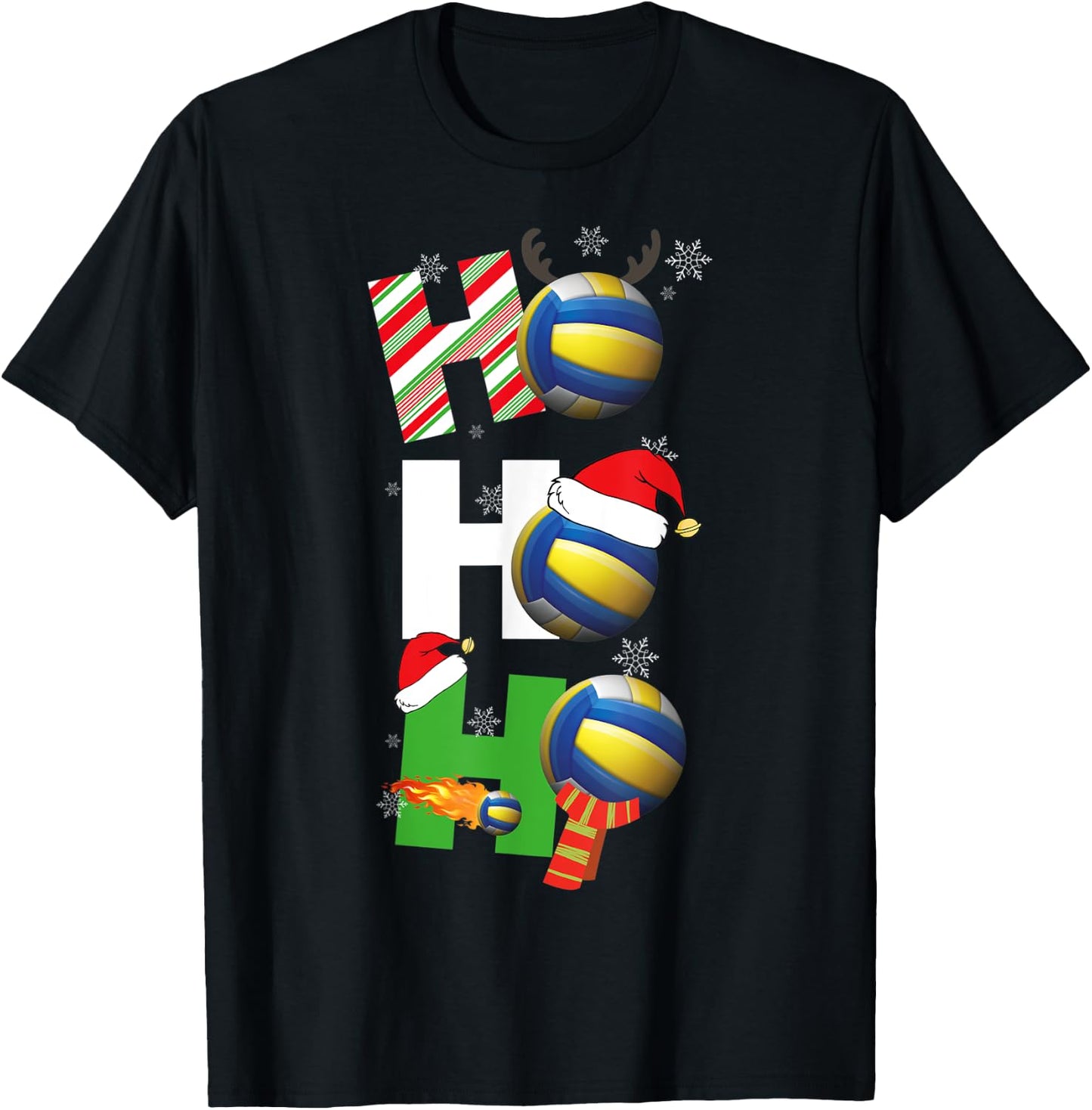 Funny Christmas Volleyball Player Pajamas Matching Team T-Shirt - T-Shirt | Black