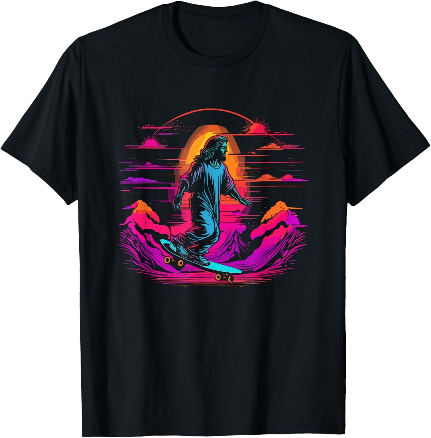 Jesus Christ Skateboarding - Retro Christian Skateboard T-Shirt - T-Shirt | Black
