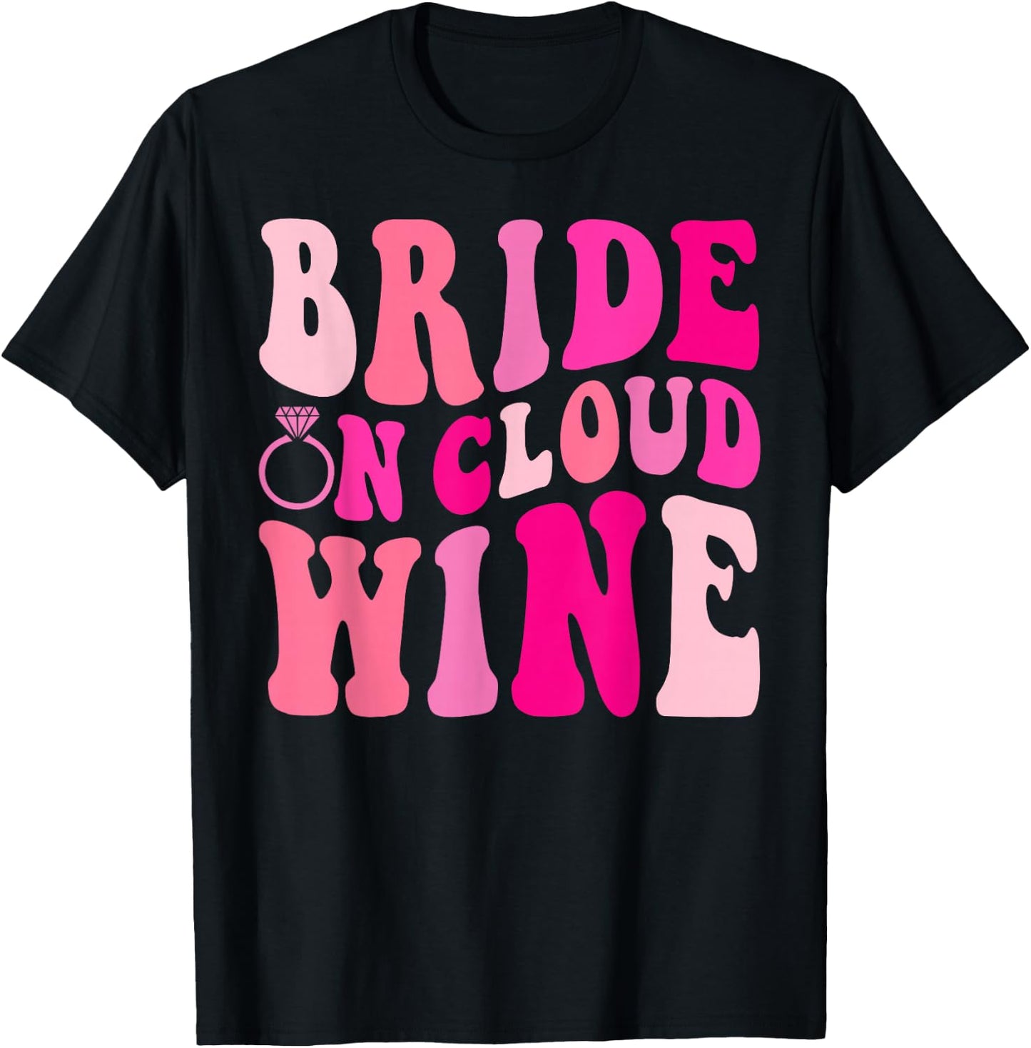 Bride On Cloud Wine Drinking Groovy Bachelorette Party T-Shirt - T-Shirt | Black