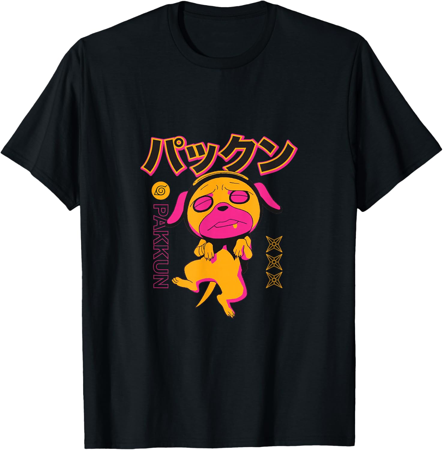 Naruto Classic Still Sleepy Pakkun Minimal Colors T-Shirt - T-Shirt | Black