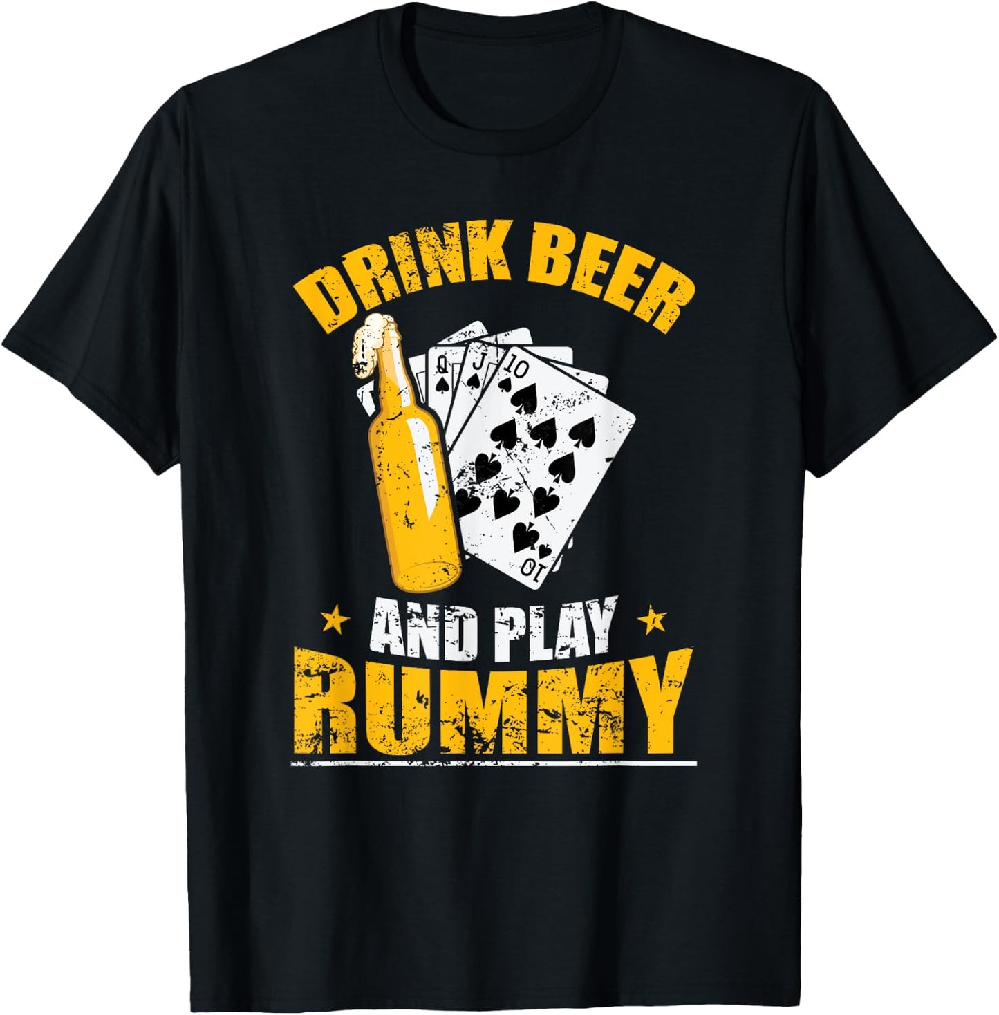 Drink Beer and play Rummy Card Game Romme T-Shirt - T-Shirt | Black