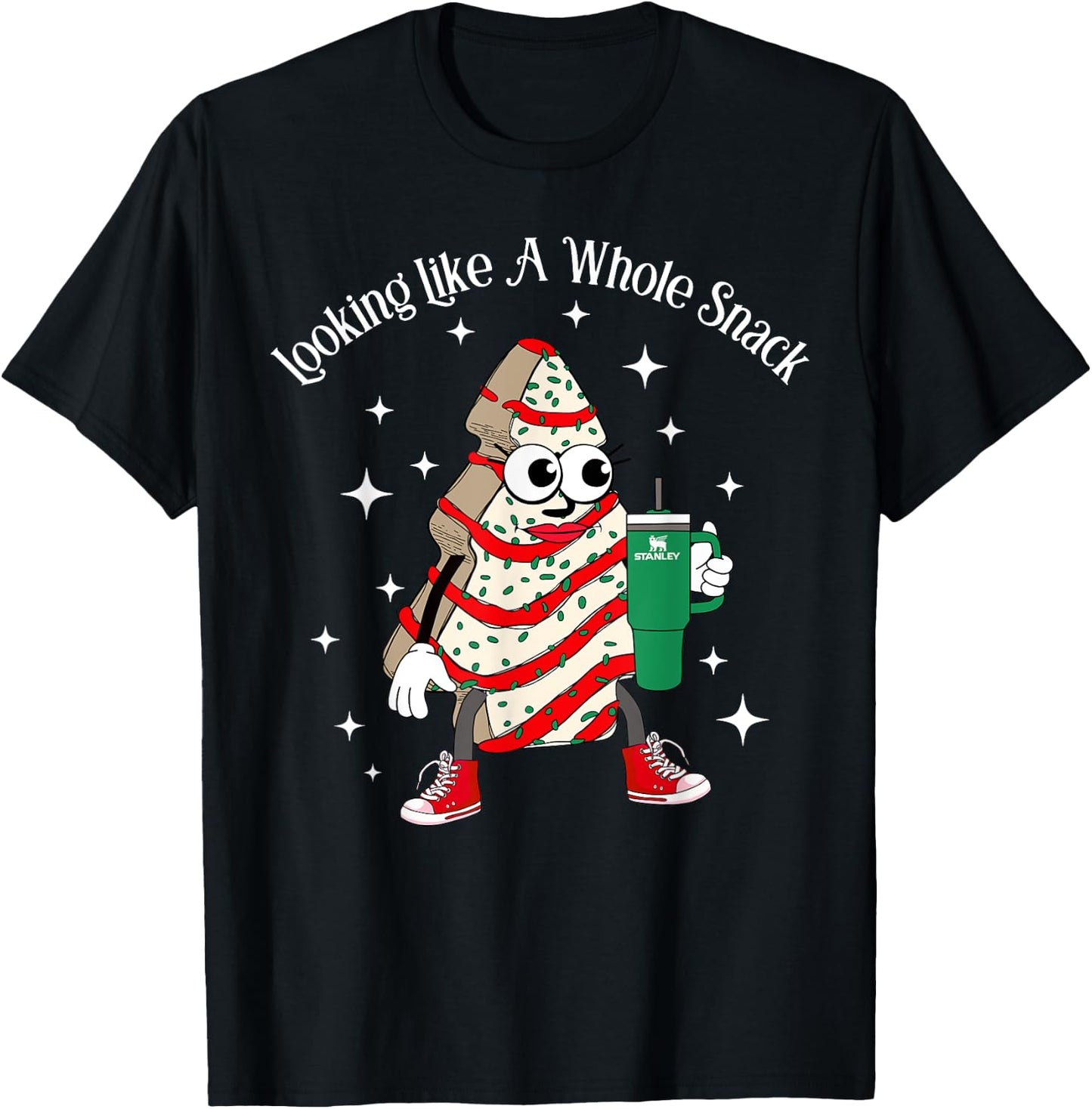 Looking Like A Whole Snack Christmas Tree Snack Cake Xmas T-Shirt - T-Shirt | Black