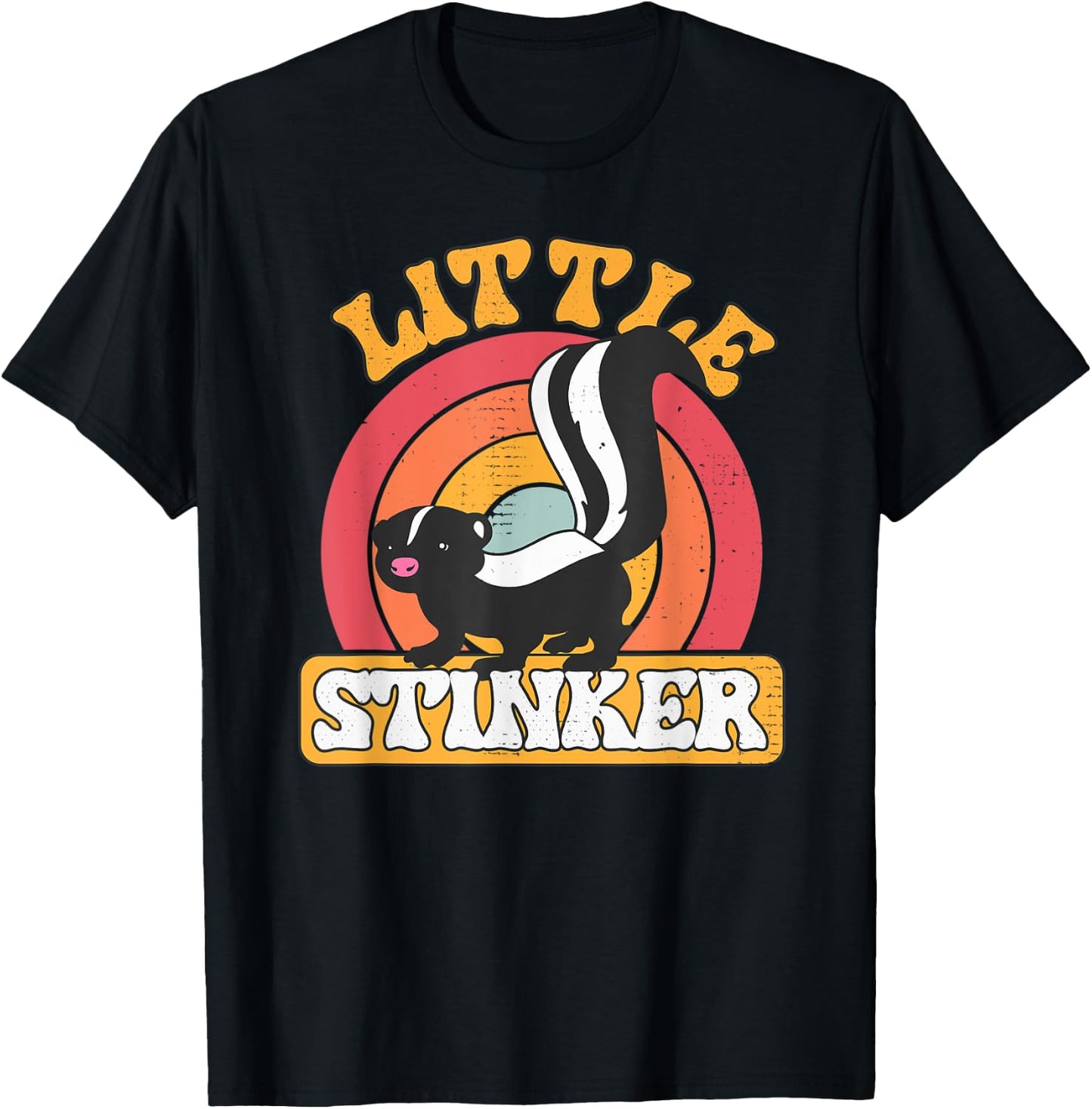 Little Stinker Skunk Pet Retro Vintage Skunk T-Shirt - T-Shirt | Black