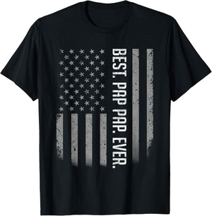 Best Pap Pap Ever American Flag Shirt Gift Father's Day T-Shirt - T-Shirt | Black