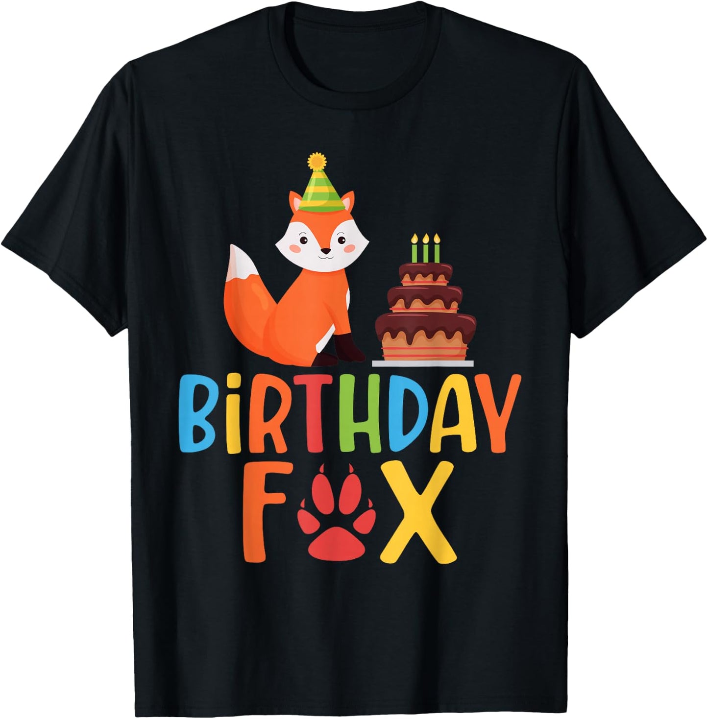 Birthday Fox Birthday T-Shirt - T-Shirt | Black