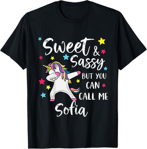 Kids Sweet And Sassy But You Can Call Me Sofia Personalized Name T-Shirt - T-Shirt | Black