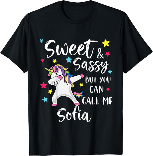 Kids Sweet And Sassy But You Can Call Me Sofia Personalized Name T-Shirt - T-Shirt | Black