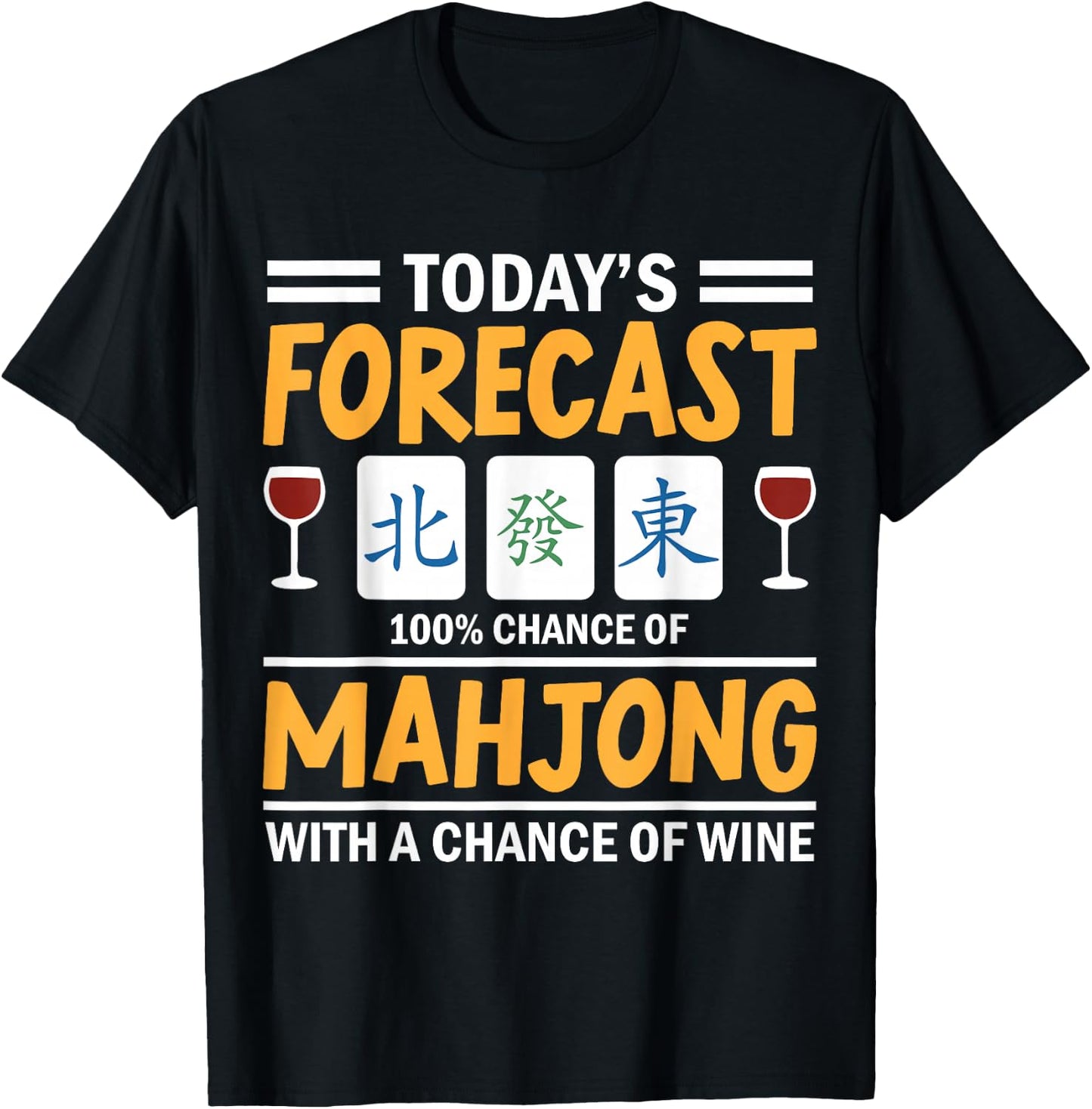 Mahjong Girl Funny Mahjong and wine T-Shirt - T-Shirt | Black